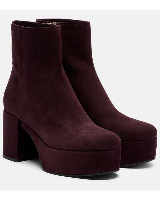 Gianvito Rossi Purple Sally Suede Ankle Boots