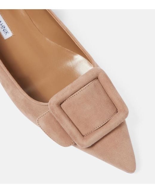 Manolo Blahnik Brown Maysalepumpflat Suede Ballet Flats