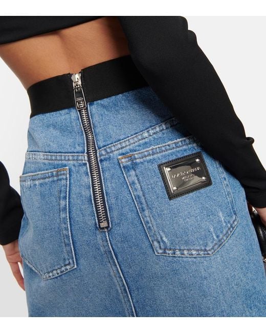 Dolce & Gabbana Blue High-waisted Denim Mini Skirt