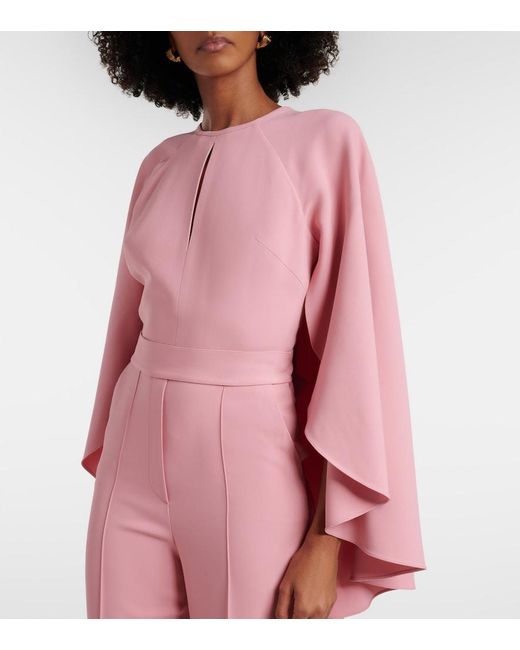 Elie Saab Pink Caped Cady Jumpsuit