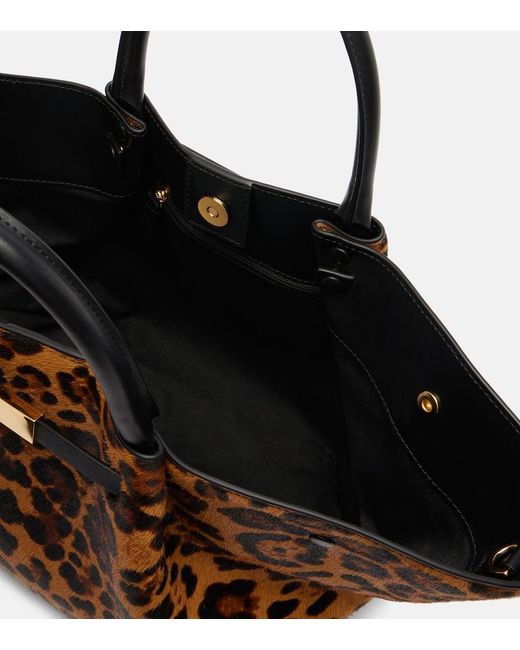 DeMellier London Brown New York Midi Leopard-Print Calf Hair Tote Bag