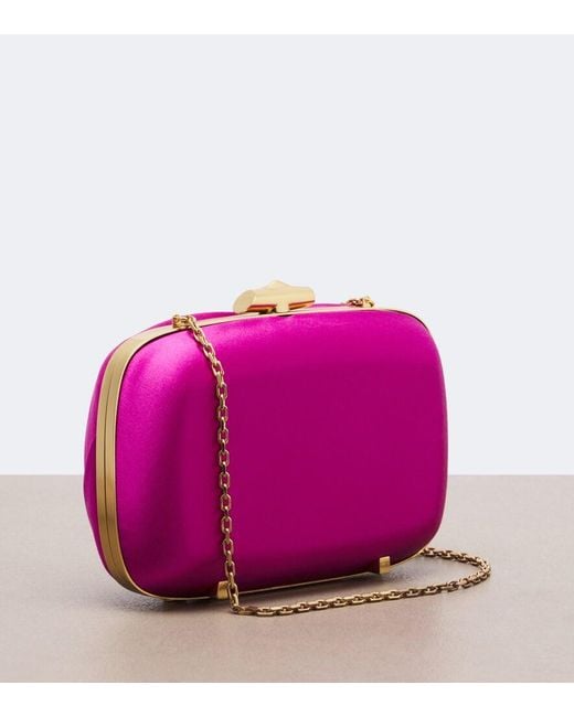 Roger Vivier Purple Rose Vivier Satin Clutch