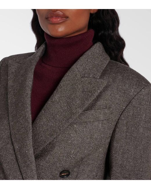 Brunello Cucinelli Gray Wool And Linen-Blend Blazer