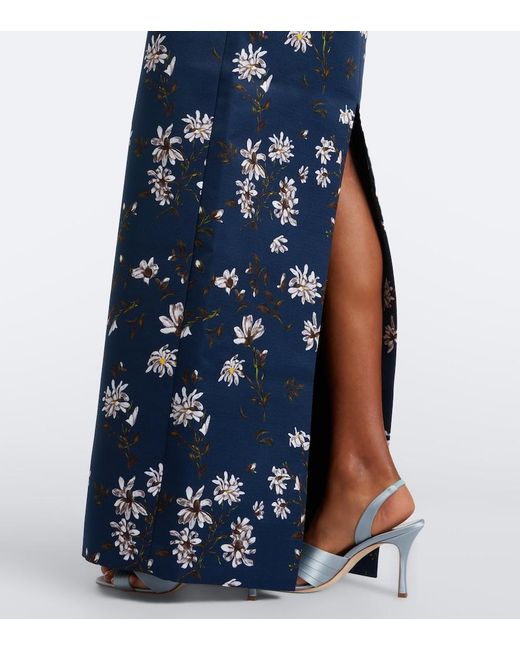 Emilia Wickstead Blue Laelia Floral Bustier Gown