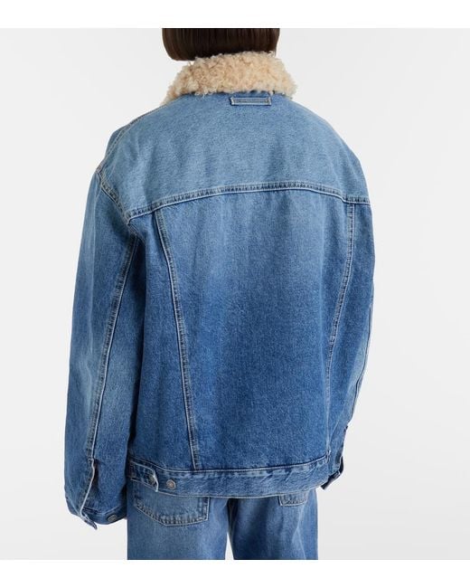 Acne Blue Teddy-Trimmed Denim Jacket