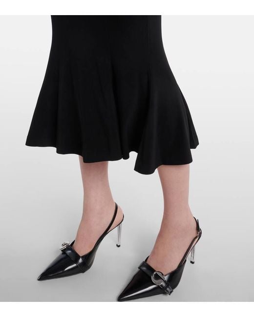 Norma Kamali Black Flared Midi Dress