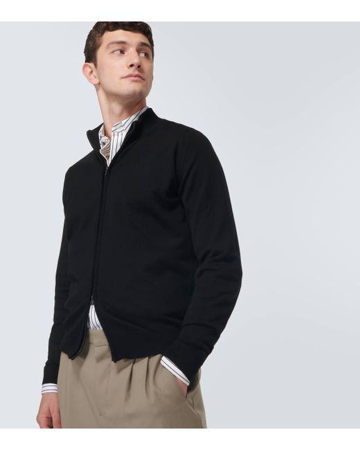 John Smedley Black Claygate Virgin Wool Zip-up Sweater for men