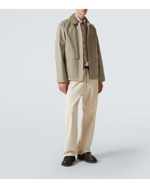 Burberry Natural Embroidered Cotton Twill Field Jacket for men