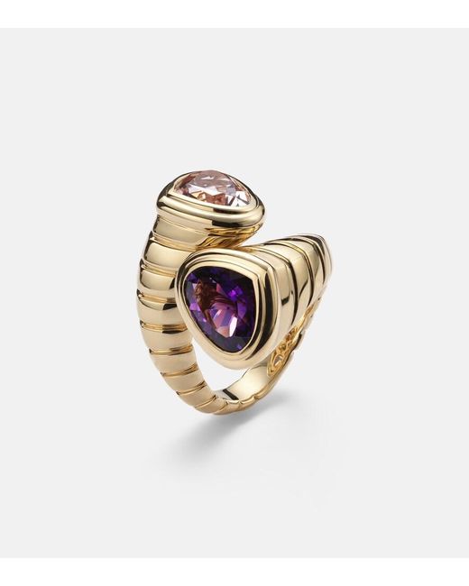 Marina B White Trisolina Toi Et Moi 18Kt Ring With Morganite And Amethyst