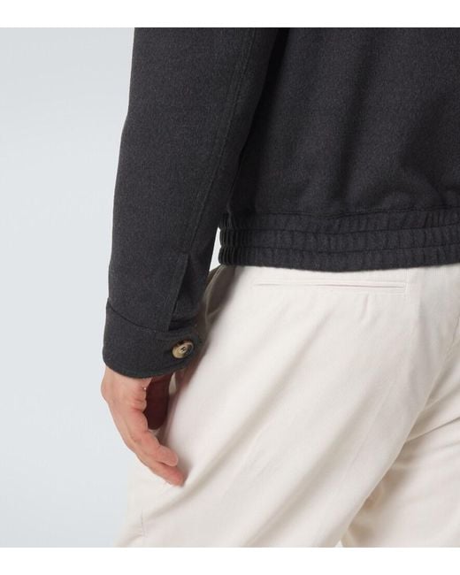 Brunello Cucinelli Black Virgin Wool Blouson Jacket for men