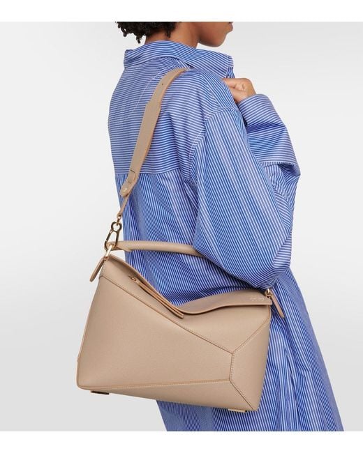 Loewe Metallic Puzzle Edge Medium Leather Top-Handle Bag