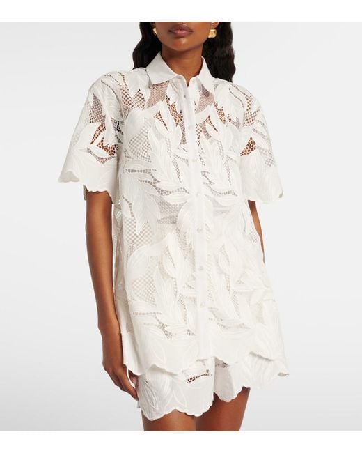 Erdem White Embroidered Mesh Shirt