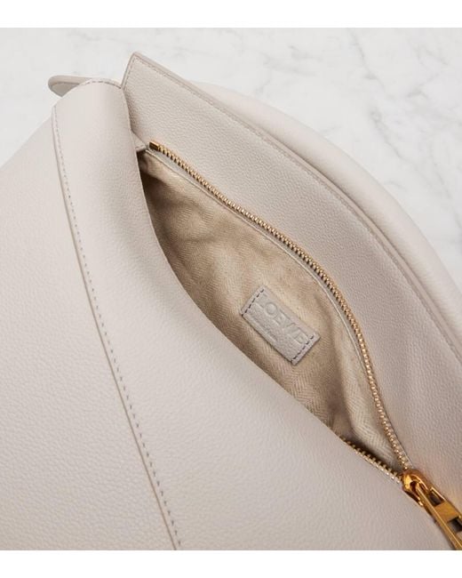 Loewe White Puzzle Edge Small Leather Tote Bag