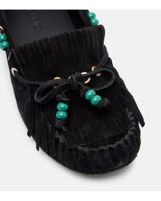 Farm Rio Black Verzierte Segelschuhe Aus Veloursleder