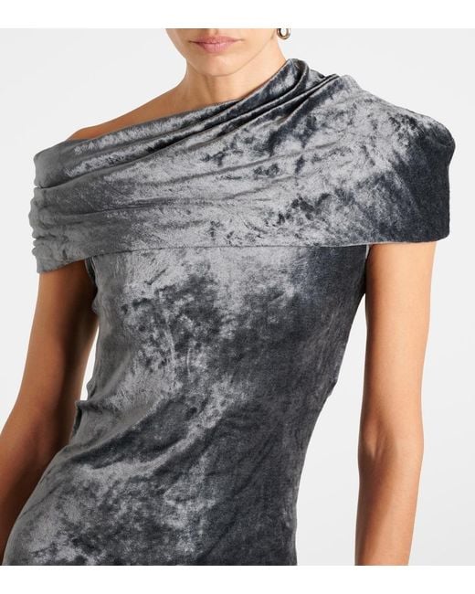 Rick Owens Gray Lola Draped Velvet Minidress