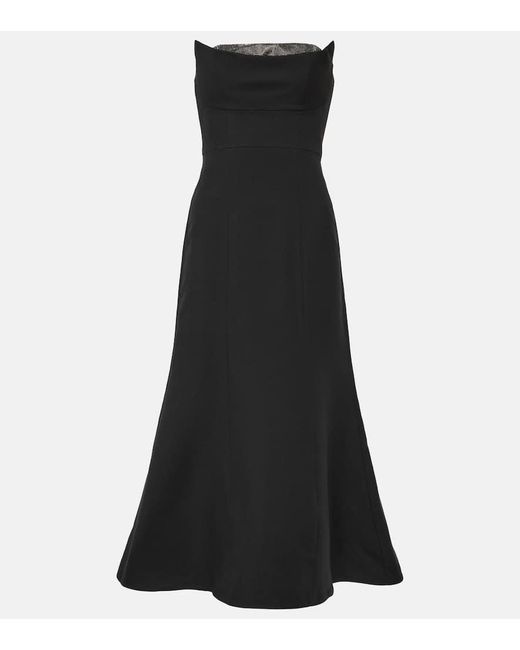 Roland Mouret Black Embellished Wool And Silk Midi Dress