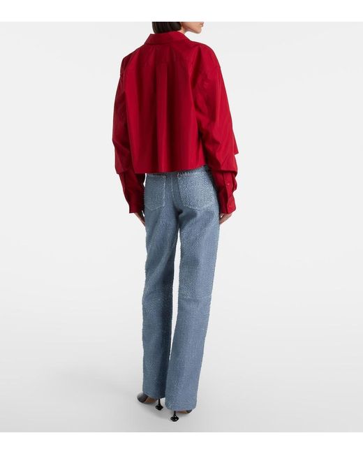 Loewe Blue Trompe L'Oil Leather Straight Pants