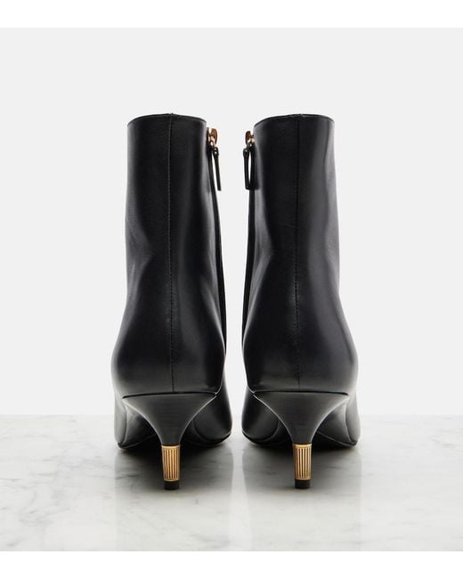 Khaite Black Bella Leather Ankle Boots