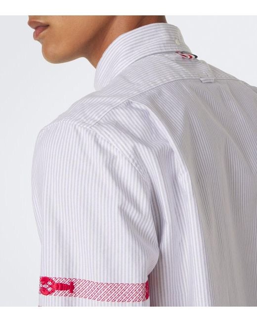 Thom Browne White 4-Bar Striped Cotton Oxford Shirt for men