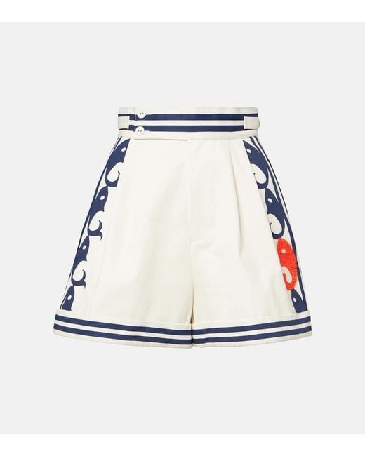 ALÉMAIS White Marine Printed Cotton Shorts