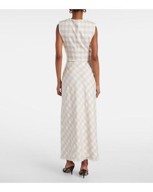Jonathan Simkhai White Noelle Checked Maxi Skirt