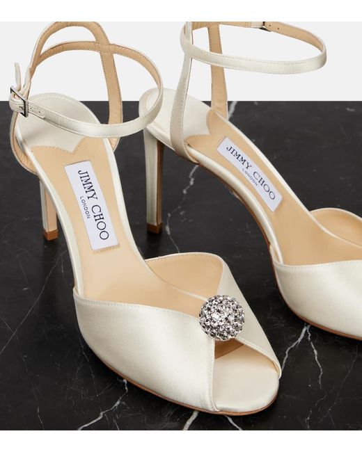 Jimmy Choo Metallic Sacora 85 Embellished Satin Sandals