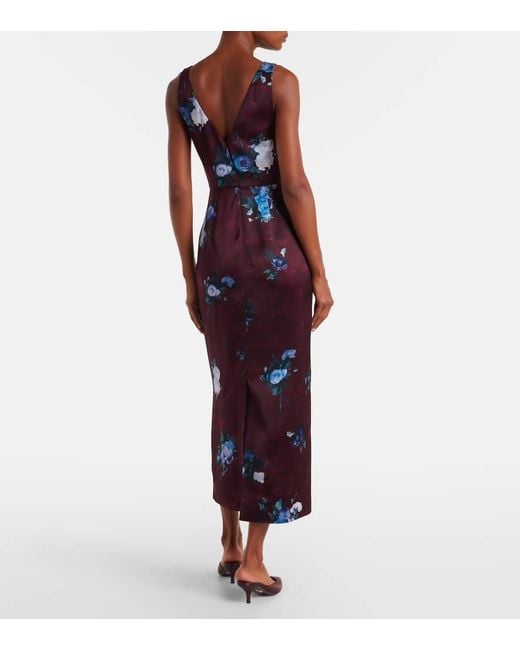 Erdem Purple Floral Sleeveless Woven Midi Dress