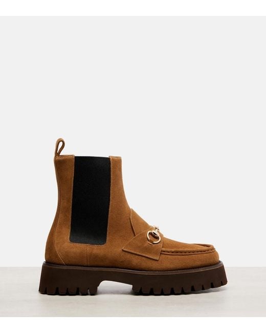 Gucci Brown Sylke Suede Chelsea Boots