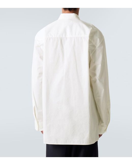 Dries Van Noten White Oversized Cotton Twill Shirt for men