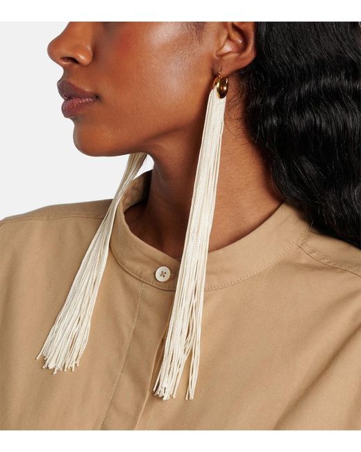 Pendientes De Aro Con Flecos Jil Sander de color White