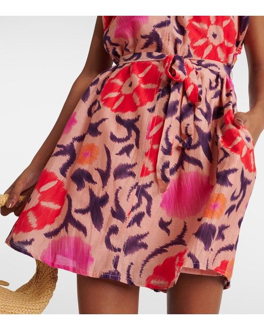 Velvet Red Jenna Printed Cotton And Silk Minidress