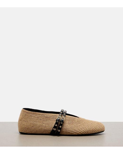 Alaïa Brown Woven Leather-Trimmed Ballet Flats