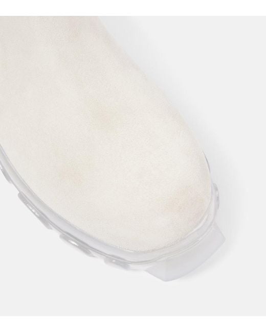 Rick Owens White Beatle Tractor Leather Ankle Boots