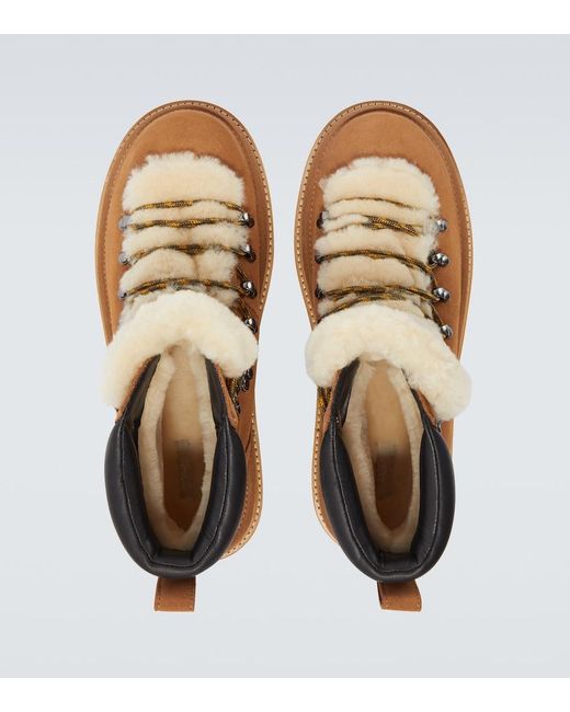 Sacai Brown X Ugg Suede And Shearling Hiking Boots for men