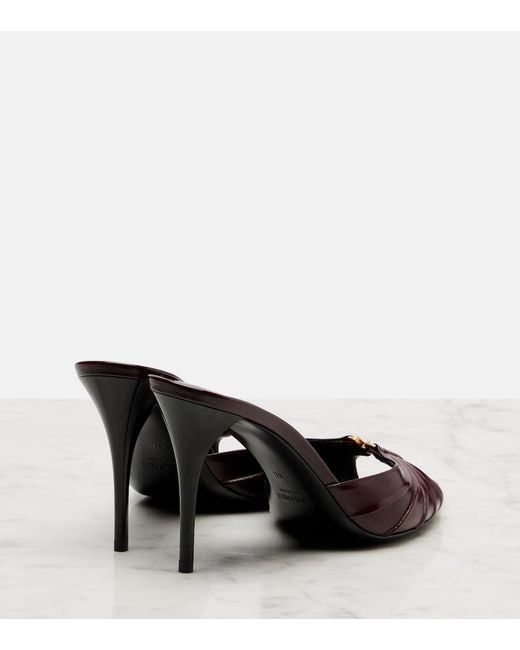 Saint Laurent Black Babylone Cassandre Leather Mules
