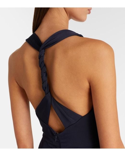 Rebecca Vallance Blue Ayesha Embellished Halterneck Gown