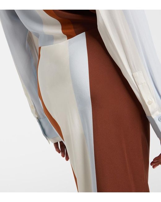 Sir Brown Striped Silk Maxi Skirt