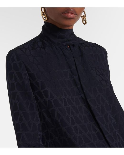 Valentino Blue Top Toile Iconographe Aus Seiden-Jacquard