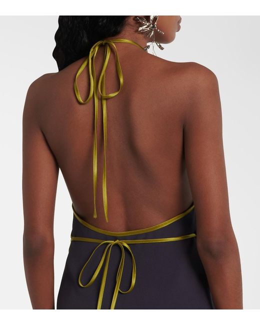 Dries Van Noten Purple Crepe Satin Wrap Top