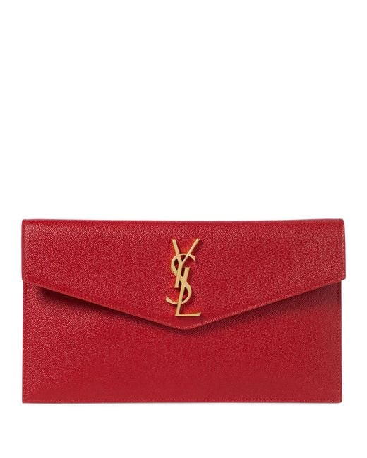 Saint Laurent Red Uptown Leather Clutch