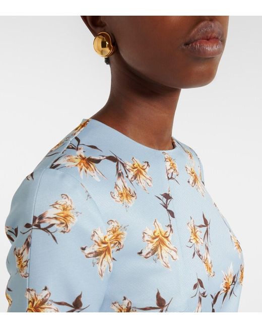 Emilia Wickstead Blue Ucellina Floral Midi Dress
