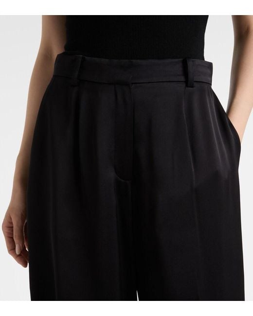 Totême  Black Satin Wide-Leg Pants