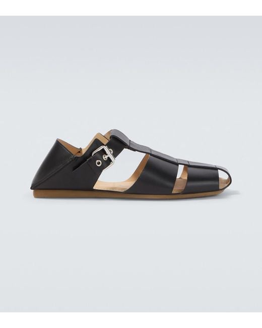 Lemaire Brown Convertible Leather Fisherman Sandals for men