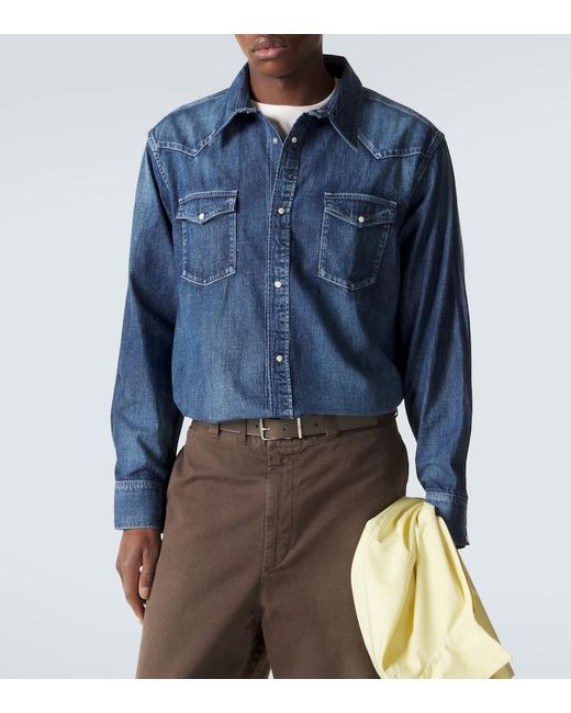 Visvim Blue Social Sculpture Faded Denim Shirt for men