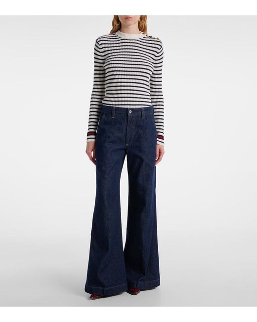 Citizens of Humanity Blue X Argent Beverly Mid-Rise Wide-Leg Jeans