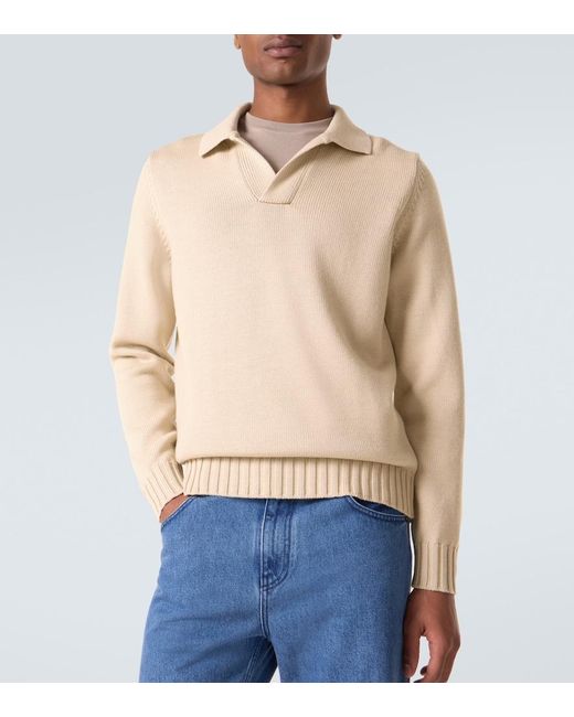 Thom Sweeney Polopullover Aus Wolle in Natural für Herren