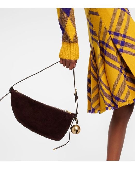 Bolso al hombro Shield Small de ante Burberry de color Brown