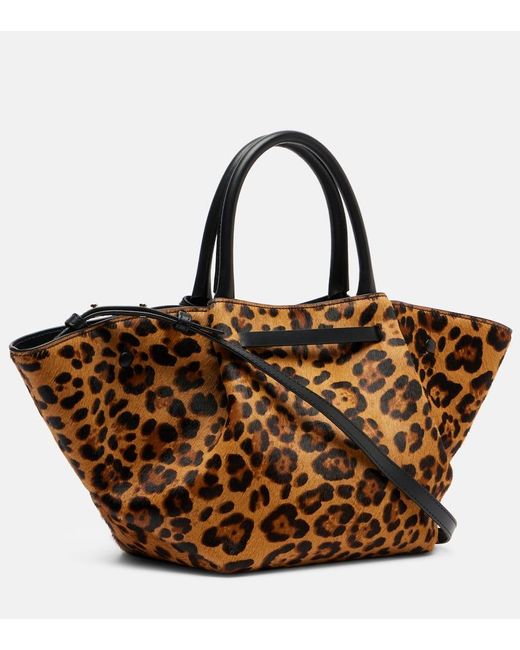 DeMellier London Brown New York Midi Leopard-Print Calf Hair Tote Bag