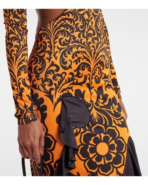 Etro Black Printed Open-Back Midi Dress