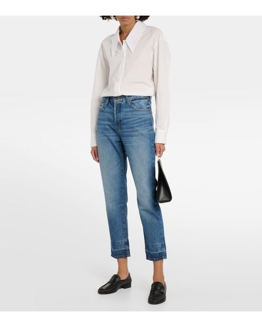 FRAME Blue High-Rise Straight Jeans Le Mec